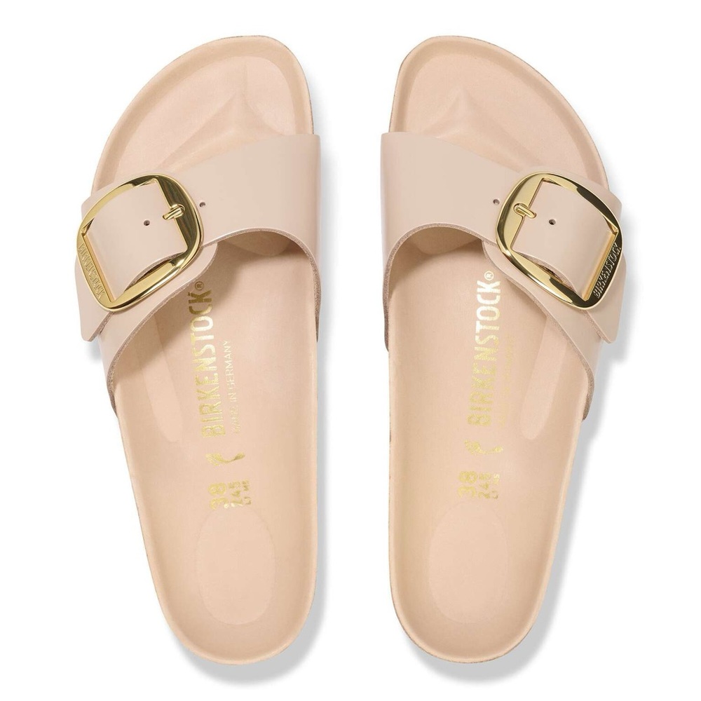 NEW Birkenstock Madrid Big Buckle Leather Size 41 In New Beige Gold - Picture 11 of 11